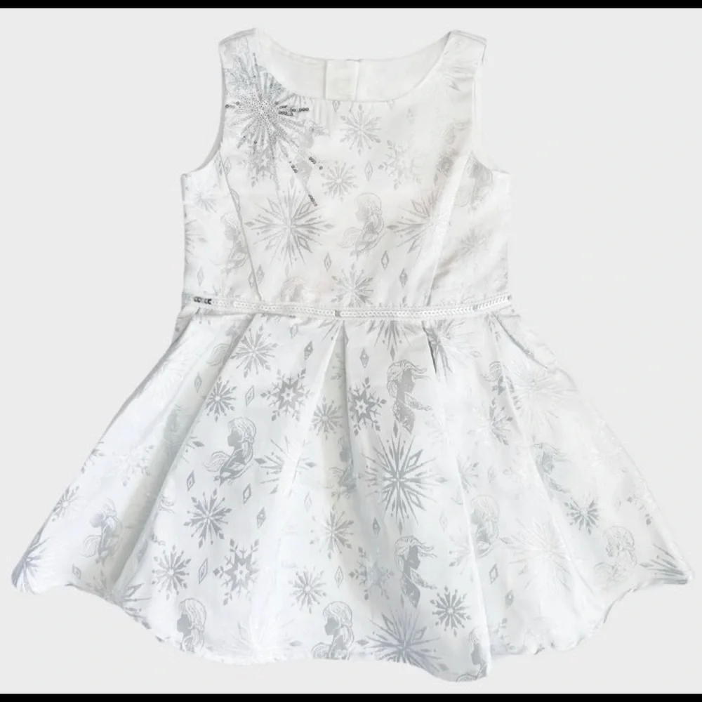 Disney frozen dress costume white silver Sz 4 toddler sequin NWT NEW